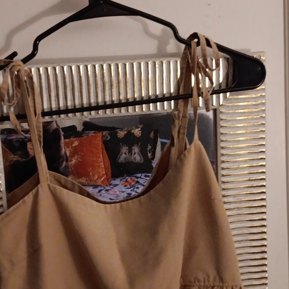 💜 3/$15💜Casual Khaki Women's Maxi Sundress w Pockets & Tie Straps, Small💜 - Picture 2 of 8